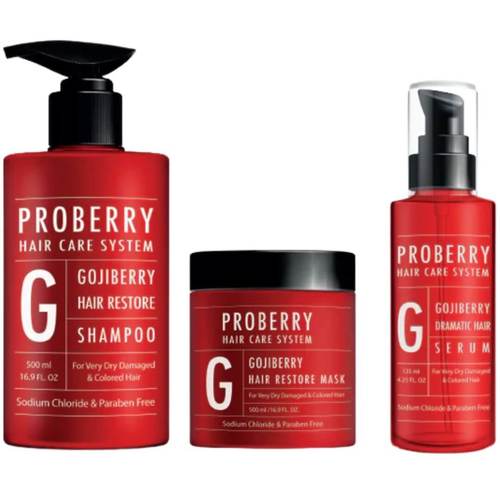 מארז שמפו +מסכה+  סרום PROBERRY לשיער יבש, צבוע ופגום פרוברי