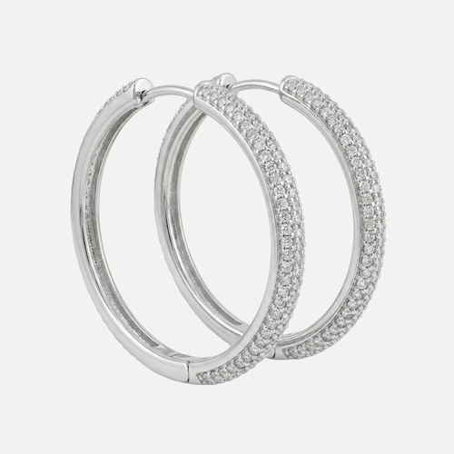 עגילי חישוק משובצים