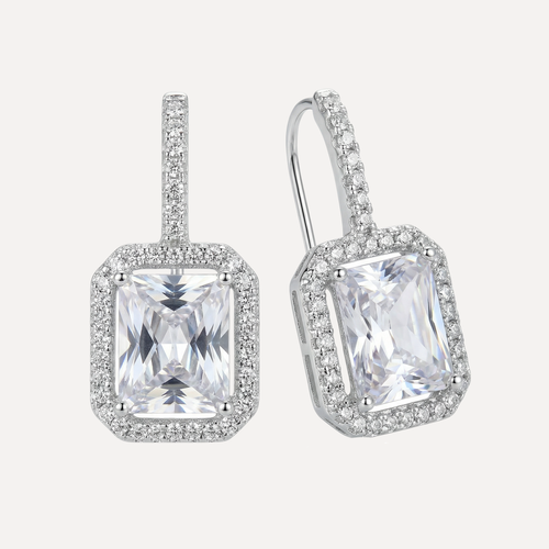 עגילי זירקון תלויים – ראש מלבני משובץ