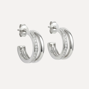 עגילי חישוק עם פס משובץ