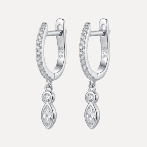 עגילי חישוק עם זרקון נתלה