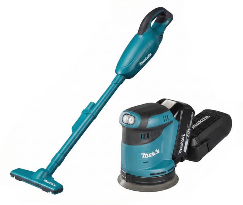 סט ליטוש וניקיון 18V מלטשת DBO180 + שואב DCL180 מקיטה Makita