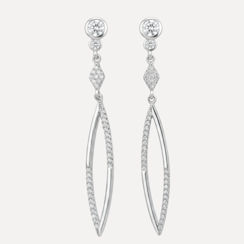 עגילים מעויינים תלויים משובצים