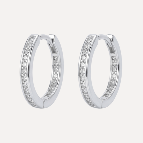 עגילי חישוק דק משובץ