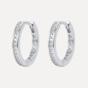 עגילי חישוק דק משובץ