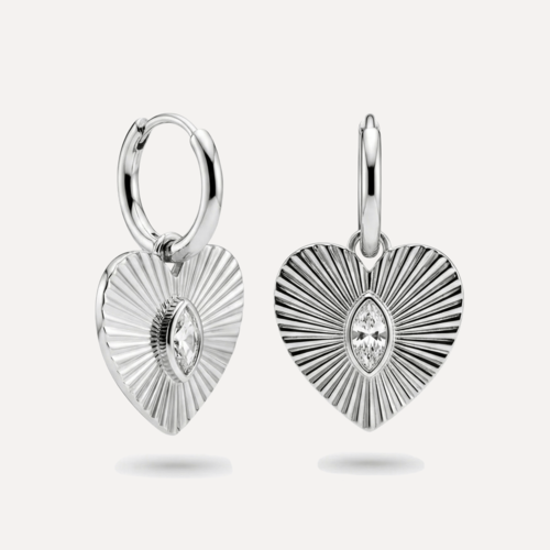 עגילי לב עם מעויין משובץ