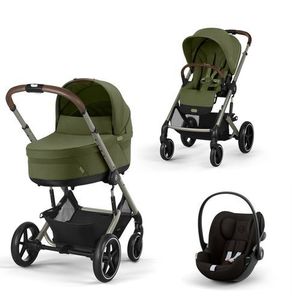 עגלת תינוק משולבת - טיולון ועריסה Balios TS5 - cybex בצבע Moss Green , עם סל-קל Cloud G סייבקס