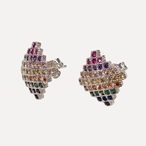 עגילים צבעוניים משובצים