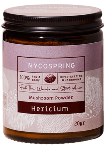 אבקת פטריית רעמת האריה מיקוספרינג 20 גרם - Mycospring Hericium Mushroom Powder
