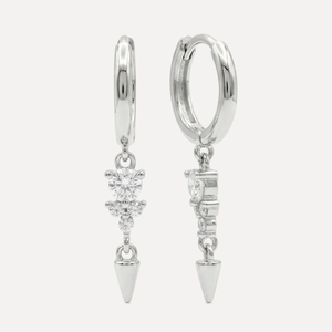 עגילי חישוק עם תליון חוד משובץ