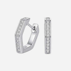 עגילי חישוק בצורת מעוין משובץ