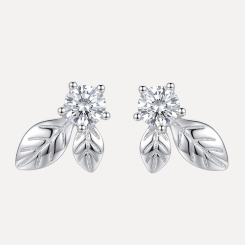 עגילי עלה משובץ