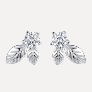 עגילי עלה משובץ