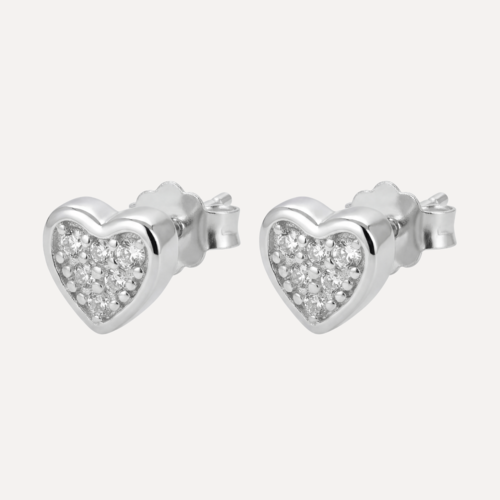 עגילי לב קטנים משובצים