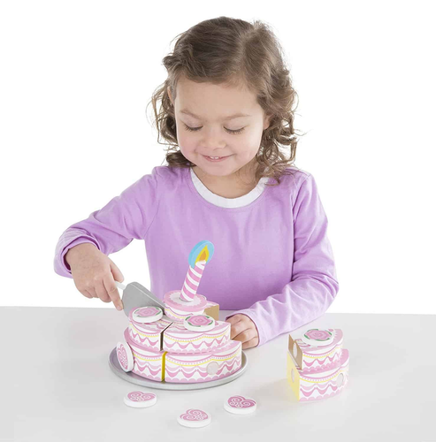 עוגת יום הולדת חגיגית תלת שכבתית מעץ 20 חלקים 2