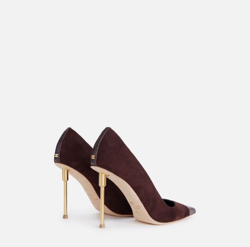 Leather pumps with sculpted heel