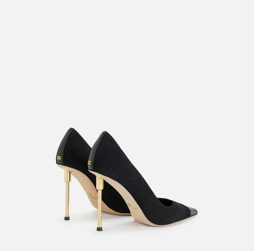 Leather pumps with sculpted heel