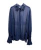 Shirt in georgette fabric with floral embroideries - COLOR BLUE