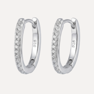 עגילי חישוק אובלי משובץ זירקון