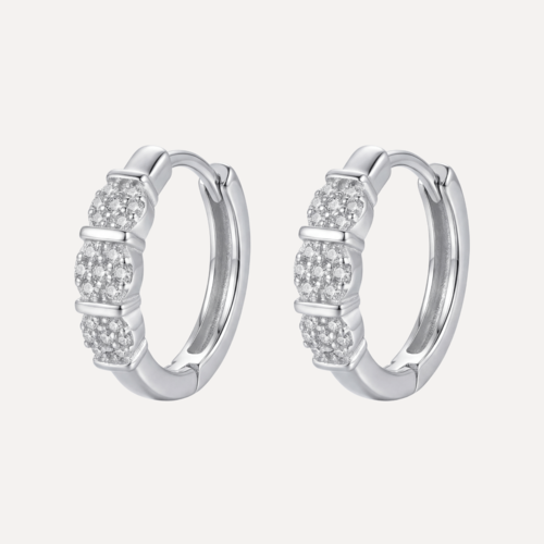 עגילי חישוק צמודים משובצים זירקון