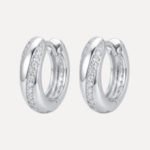 עגילי חישוק נפוח משובץ זירקונים