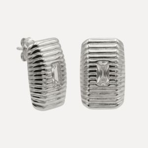 עגילי זירקון צמודים מלבניים