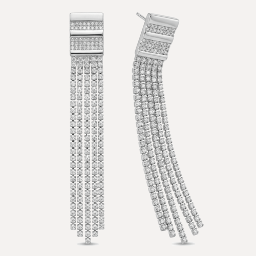 עגילי זירקון תלויים בעיצוב מלבני