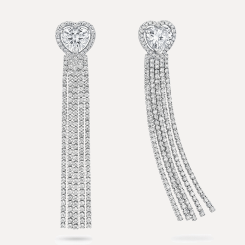 עגילי זירקון לב תלויים