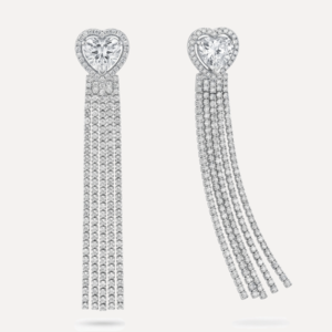 עגילי זירקון לב תלויים