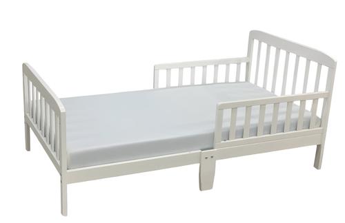 מיטת מעבר מעץ מלא 130×70 עם מעקות בטיחות 6 רגליים צבע:לבן