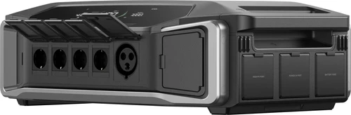ממיר מתח EcoFlow DELTA Pro Ultra 6900W עם יציאות חשמל AC מרובות וחיבורי PV וסוללה בגב המכשיר