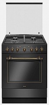 תנור משולב כיריים RUSTIC 7020B – שחור 60 ס