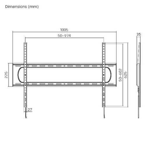 מתקן תליה צמוד קיר למסך טלוויזיה שחור 