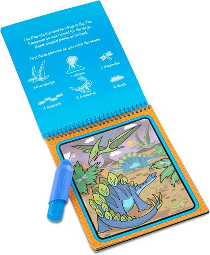 חוברת צביעה רב פעמית טוש מים 4 דפים - דינוזאורים