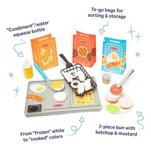 מארז גריל אינטראקטיבי Flip & Fry Grill Play Set עם טכנולוגיית שינוי צבע 27 חלקים