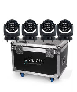 4 פנסים לד זום RGBW 19x20W בקייס עם גלגלים