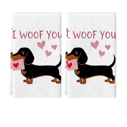 מגבת מטבח כלב תחש עם כיתוב I Woof You