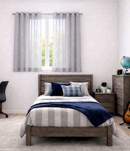  וילון בד דמוי פשתן חצי שקוף - דרור אפור