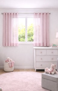  וילון בד דמוי פשתן חצי שקוף - דרור ורוד