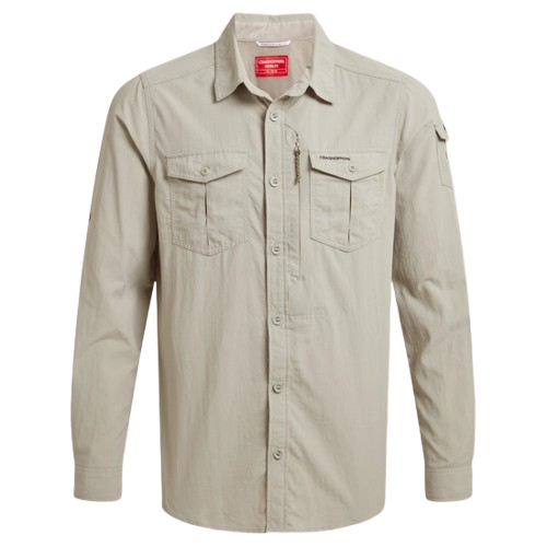 חולצה מכופתרת לגברים NosiLife Adventure Long Sleeved Shirt III בז' - Craghoppers