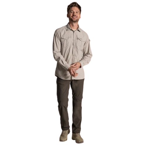 חולצה מכופתרת לגברים NosiLife Adventure Long Sleeved Shirt III בז' - Craghoppers