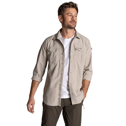 חולצה מכופתרת לגברים NosiLife Adventure Long Sleeved Shirt III בז' - Craghoppers