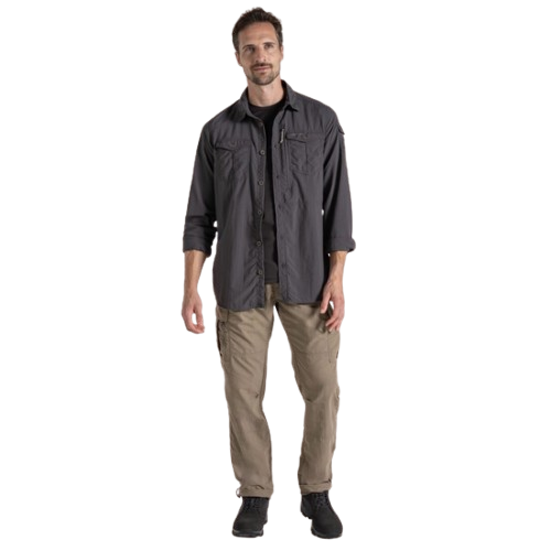 חולצה מכופתרת לגברים NosiLife Adventure Long Sleeved Shirt III שחור - Craghoppers
