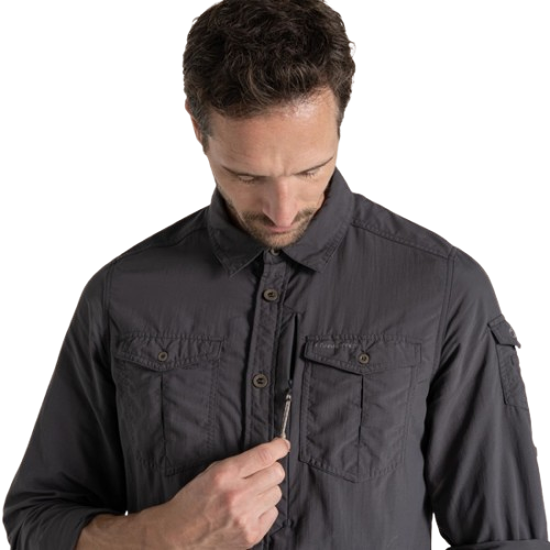 חולצה מכופתרת לגברים NosiLife Adventure Long Sleeved Shirt III שחור - Craghoppers