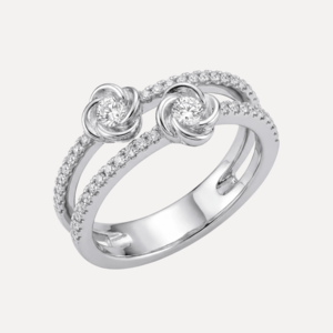 טבעת פרחים כפולה משובצת 