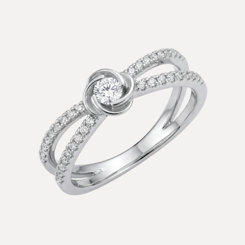 טבעת כפולה פרח משובץ