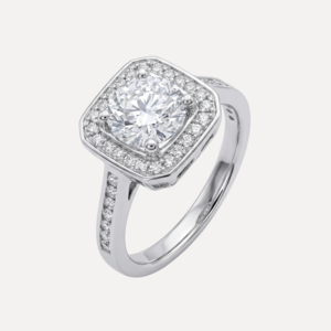 טבעת מרובעת משובצת