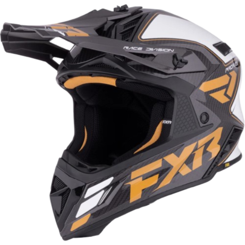 קסדת רכיבה אף אקס אר קרבון/ זהב/ לבן – FXR RACING HELIUM CARBON 2026