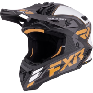 קסדת רכיבה אף אקס אר קרבון/ זהב/ לבן – FXR RACING HELIUM CARBON 2026