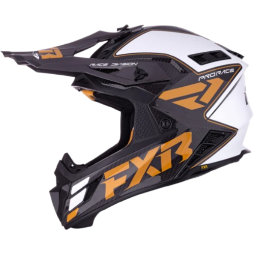 קסדת רכיבה אף אקס אר קרבון/ זהב/ לבן – FXR RACING HELIUM CARBON 2026